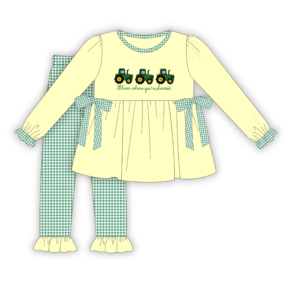 PO25: Tractor Trails Ruffle Leggings Set