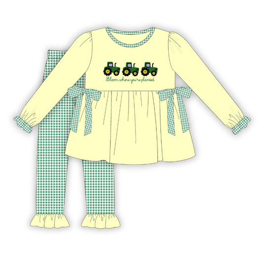 PO25: Tractor Trails Ruffle Leggings Set